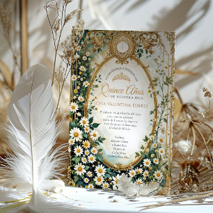 Invitación Dulces Quince Años de Oro Verde Esmeralda Fiesta E