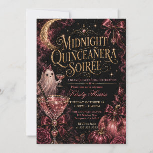 Invitación Dulces Quince Años Fantasma de Medianoche de Hallo