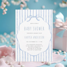 Dulces Rayas Azules con Marco para Baby Shower de