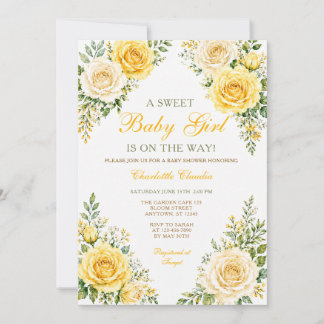 Invitación Dulces Rosas Amarillas de Verano para la Ducha de
