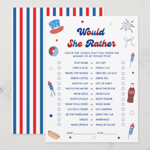 Invitación Dulces Sorteos de 4 de Julio para Baby Shower Tarj