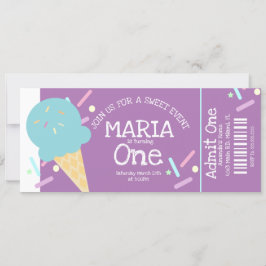 Invitación Dulces Sprinkles de Helado Cumpleaños Ticket Fiest