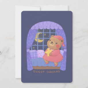 Invitación Dulces Sueños: Ilustración de Oso de Peluche