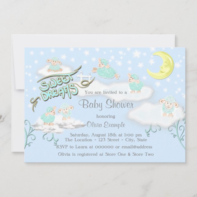 Invitación Dulces Sueños para Niño Baby Shower (Anverso)