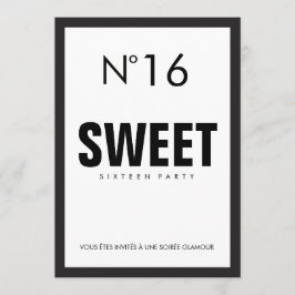 Invitación DULCES TEMÁTICOS PARÍS EN blanco Y negro 16 FIESTA
