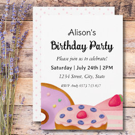 Invitación Dulces tratamientos fiesta de cumpleaños
