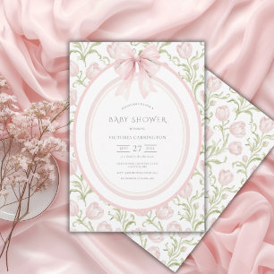 Invitación Dulces Tulipanes Rosados Fiesta Vintage de Bienven