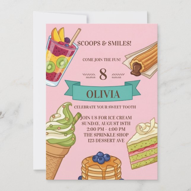 Invitación Dulces y Brunch Cumpleaños (Anverso)