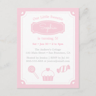 Invitación Dulces y Cupcakes, Fiesta de Cumpleaños de Niñas