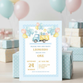 Invitación Dump Truck First Birthday Boy