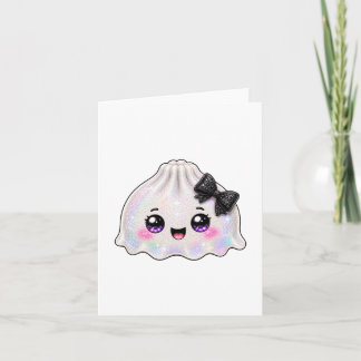Invitación Dumpling Fantasma Blanco Squishy Halloween Negro 