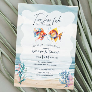 Invitación Dúo de Ducha de Novia Dos Menos Peces En El Mar
