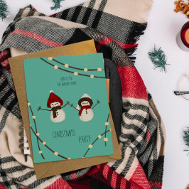 Invitación Dúo de muñecos de nieve Feliz Navidad – Luces de i