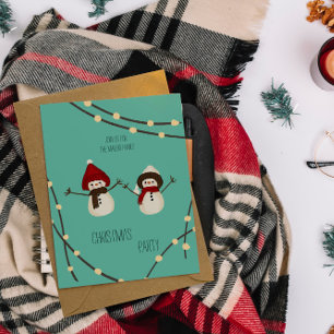Invitación Dúo de muñecos de nieve Feliz Navidad – Luces de i