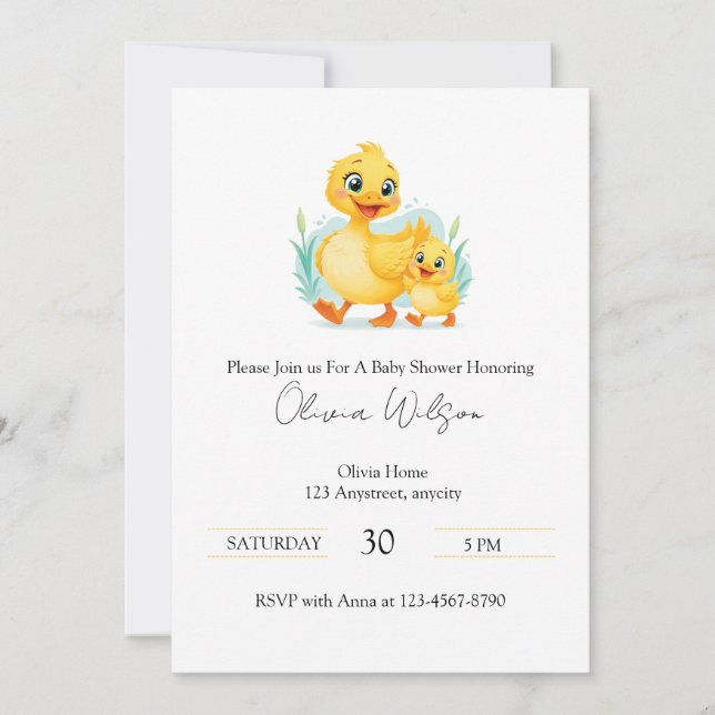 Invitación Dúo de patitos de la felicidad (Anverso)