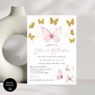 Invitación Duración de la ducha de novias de oro rosado en la
