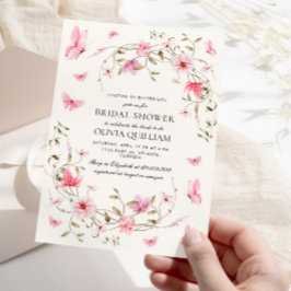 Invitación Duración de la ducha nupcial floral de mariposas