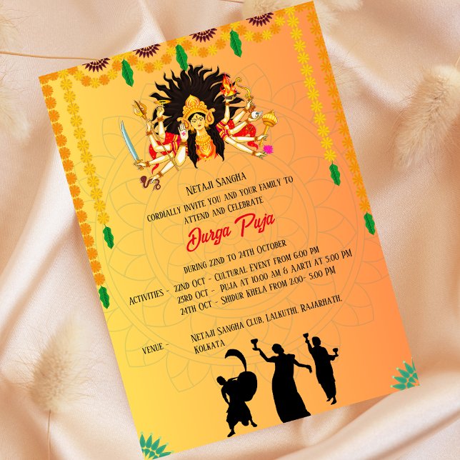 Invitación Durga Puja Navratri Bengali (Subido por el creador)