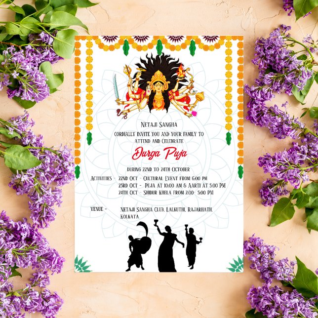 Invitación Durga Puja Navratri Bengali (Subido por el creador)