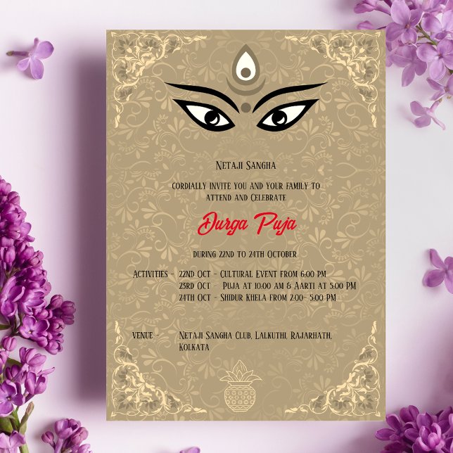 Invitación Durga Puja Navratri Bengali (Subido por el creador)