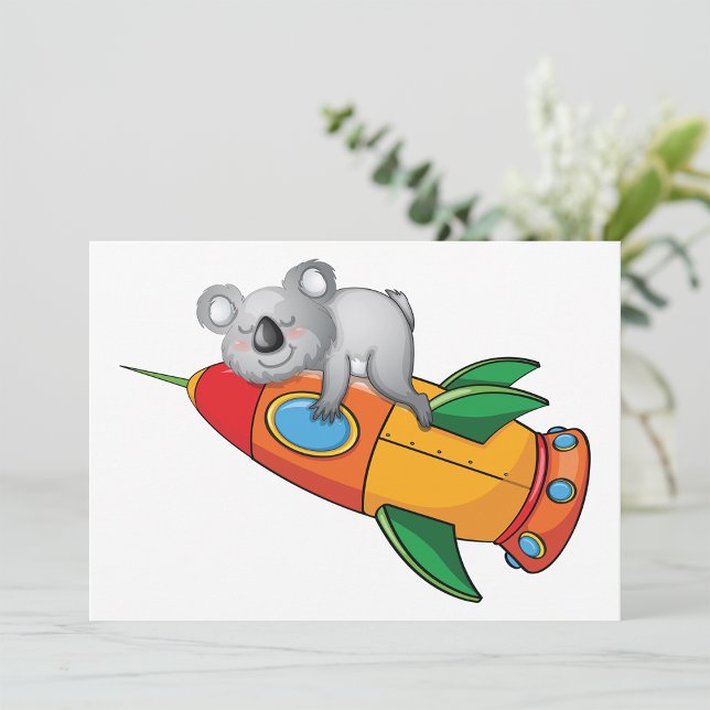 Invitación Durmiendo Koala en un cohete colorido (Subido por el creador)