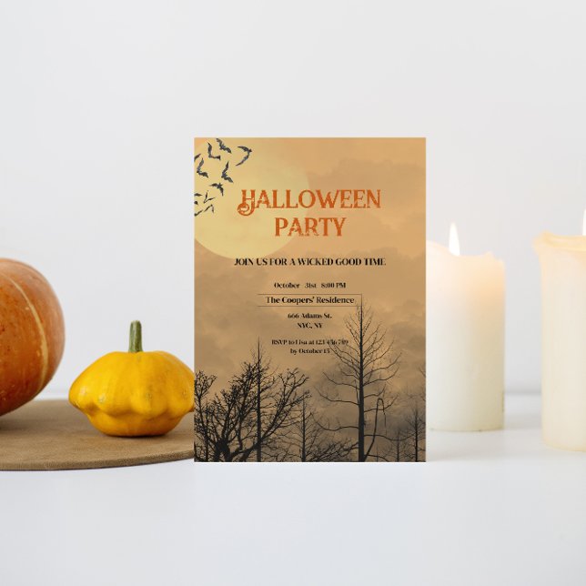 Invitación Dusk Dark Woods fiesta de Halloween en la luna lle (Subido por el creador)