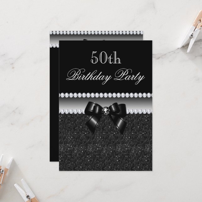 Invitación Dusky Black Birday Party (Anverso/Reverso In Situ)