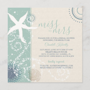 Invitación Dusky Blue Beach Bridal Shower