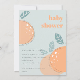 Invitación Dusky Blue Naranja Fruity Bold Baby Shower