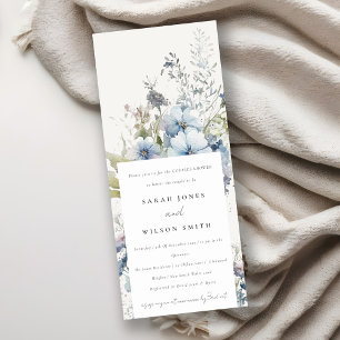 Invitación Dusky Blue Watercolor Cottage Flora Parejas Ducha