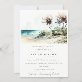 Invitación Dusky Coastal Palm Beach Seascape Bridal Shower