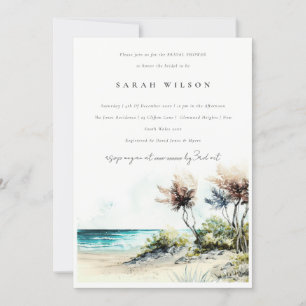 Invitación Dusky Coastal Palm Beach Seascape Bridal Shower
