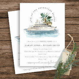 Invitación Dusky Cruise Ship Palm Seascape de ensayo Cena