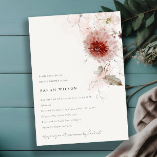 Invitación Dusky Fall Marsala Rubor Floral Bridal Shower