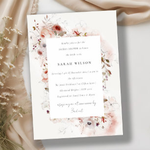 Invitación Dusky Fall Marsala Rubor Floral Bridal Shower
