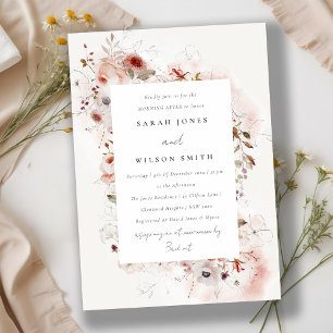 Invitación Dusky Fall Marsala Rubor Floral Buenos días despué