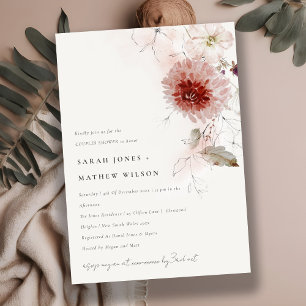 Invitación Dusky Fall Marsala Rubor Floral Couples Shower