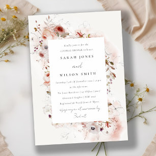 Invitación Dusky Fall Marsala Rubor Floral Couples Shower