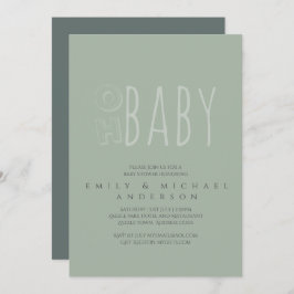 Invitación Dusky Green Typography Moderno Baby Shower