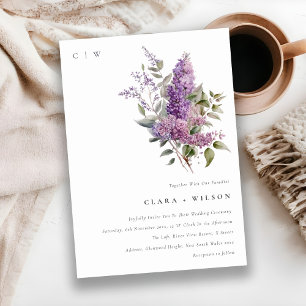 Invitación Dusky Lilac Watercolor Cottage Boda Floral