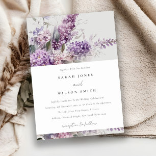 Invitación Dusky Lilac Watercolor Cottage Boda Floral
