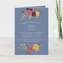 Invitación Dusky Pastel Watercolor Roses Blue