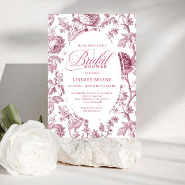 Invitación Dusky Pink Toile Roses Pattern Bridal Shower Invit