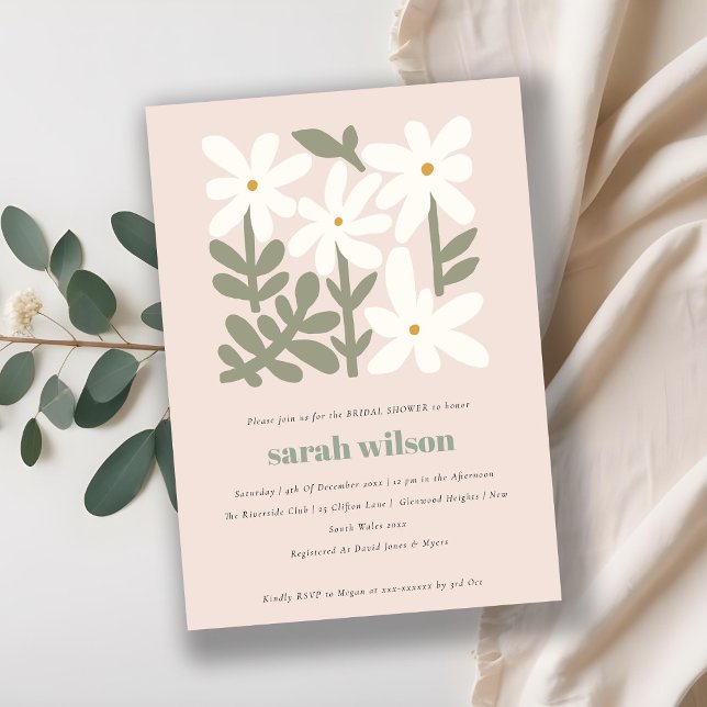 Invitación Dusky Rubor Retro Minimal Floral Bridal Shower (Subido por el creador)