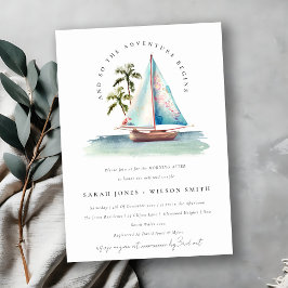 Invitación Dusky Verde azulado de la palma del barco de vela,