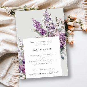 Invitación Dusky Watercolor Lilac Cottage Floral Baby Shower