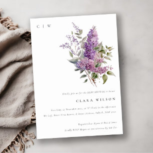 Invitación Dusky Watercolor Lilac Cottage Floral Baby Shower