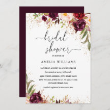 Dust Gold Burgundy Floral Bridal Shower