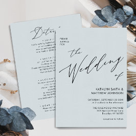Invitación Duste Azul Azul Moderno Script Todo En Un Boda Sim