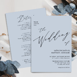 Invitación Duste Azul Azul Moderno Script Todo En Un Boda Sim